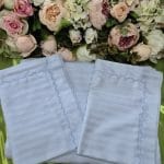 Set lenjerie de pat hotelier Eurostandart albastru deschis cu dungi satinate și broderie pe margine Alintuș