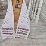 Prosop pentru icoană brodat cu ornament trandafiri și dantelă Alintuș