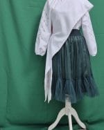 Set prosoape lungi pentru nănași cu broderie trandafiri alb-bej și dantelă Alintuș