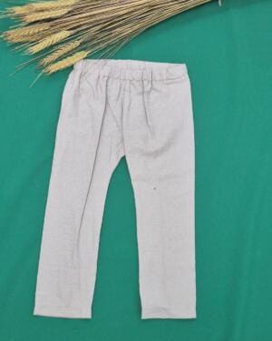 Pantaloni pentru bebeluși din in de culoare crem, cu talie elastică